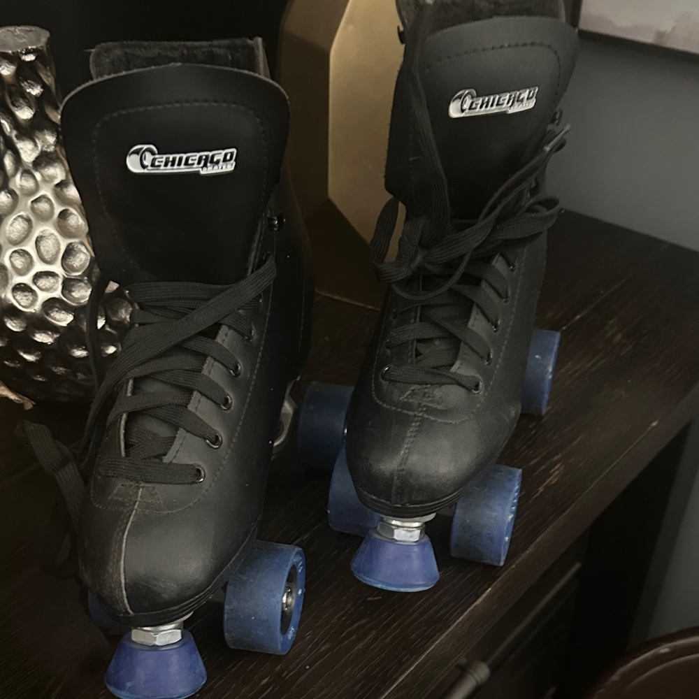 Chicago Black Roller Skates with Blue Wheels